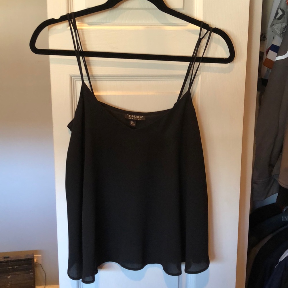 Black Topshop Flowy Spaghetti Strap Tank Top